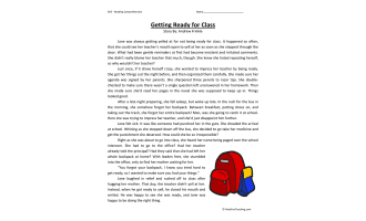 Getting Ready for Class - Reading Comprehension Worksheet