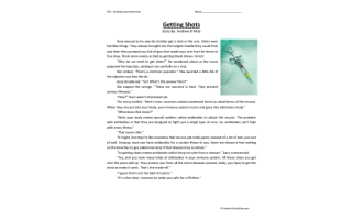 Getting Shots - Reading Comprehension Worksheet