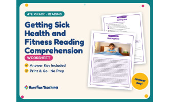 Getting Sick Health and Fitness Reading Worksheet – 4th Grade Practice