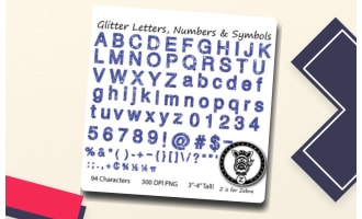Glitter Letters, Numbers & Symbols - Dark Blue Glitter