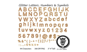 Glitter Letters, Numbers & Symbols - Gold Glitter