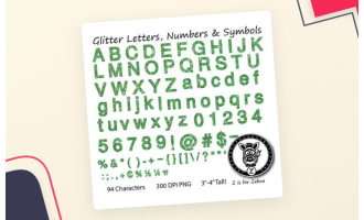 Glitter Letters, Numbers & Symbols - Green Glitter