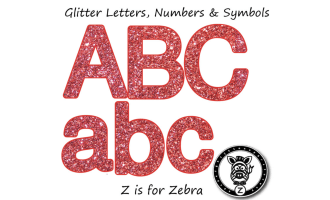 Glitter Letters, Numbers & Symbols - Red Glitter