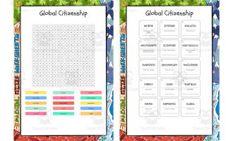 Global Citizenship word search, scramble and crossword puzzle