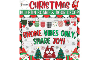 Gnome Vibes Only, Share Joy! Christmas Bulletin Board & Door Decor kit