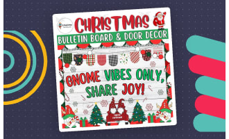 Gnome Vibes Only, Share Joy! Christmas Bulletin Board & Door Decor kit