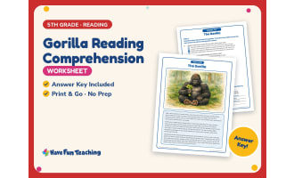 Gorilla Reading Comprehension Worksheet – 5th Grade Animals Practice