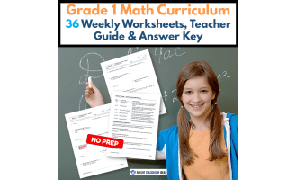 Grade 1 Math Curriculum | 36 Weekly Worksheets