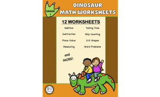 Grade 1 Math Worksheets | Dinosaur Theme