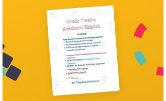 Grade 12 Academic English Package- Includes 2 exams for W.11-12.1 , W.11-12.1a