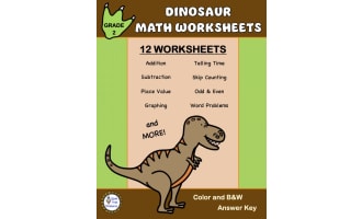 Grade 2 MATH Worksheets - Dinosaur Theme