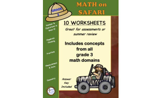 Grade 3 MATH Worksheets for ALL DOMAINS | Safari Theme