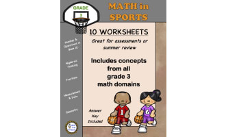 Grade 3 MATH Worksheets for ALL DOMAINS | Sports Theme