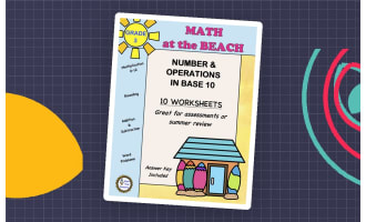 Grade 3 NUMBER and OPERATIONS in BASE 10 Worksheets | Beach Theme