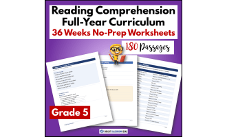Grade 5 Yearlong Reading Comprehension Curriculum | 180 Worksheets