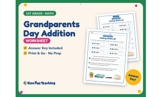 Grandparents Day Addition Worksheet – 1st Grade Math Practice