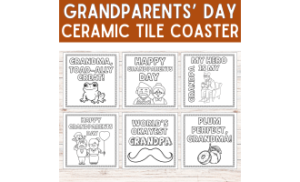Grandparents day ceramic tile coaster DIY coloring craft gift ideas