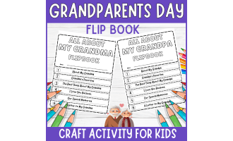 Grandparents day flipbook, all about grandma grandpa prompt writing