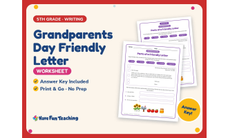 Grandparents Day Friendly Letter Worksheet – 5th Grade Writing