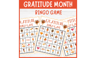Gratitude Bingo, Thanksgiving Month Thankfulness Kindness SEL Activity