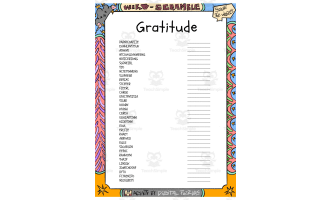 Gratitude word Scramble puzzle worksheet