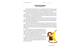 Great Banana - Reading Comprehension Worksheet