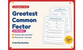 Greatest Common Factor Worksheet – 5th Grade Division & Factors