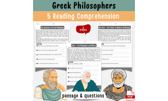 Greek Philosophers Reading Comprehension passage & Question Worksheet