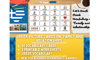 Greek Picture Vocabulary Flashcards - Family & Relationships