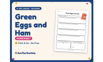 Green Eggs and Ham Worksheet – K-3rd Grade Compare and Contrast