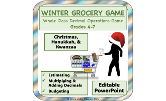 Grocery Game: Estimating, Adding, and Multiplying Decimals - Winter Holidays Edition