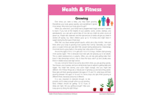 Growing Health and Fitness Reading Comprehension Worksheet