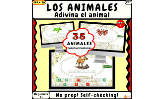 Guess the Animal! Spanish No-Prep vocab Game with picture clues_Part 1
