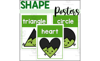 Halloween 2D Shape Posters with Frankenstein