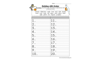 Columbus Day ABC Order Sorting Worksheet by Teach Simple