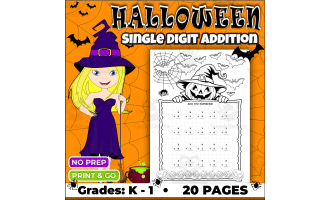 Halloween Addition Worksheets – Single-Digit Math Activities for Kids