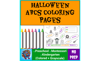 Halloween Alphabet ABCs Coloring Pages for Montessori, Preschool, & KG