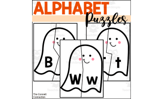 Halloween Alphabet Puzzles with Ghosts