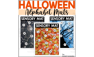 Halloween Alphabet Sensory Bin Mats