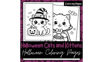 Halloween Cats & Kittens Coloring Book — Cute Kawaii Fun for Kids