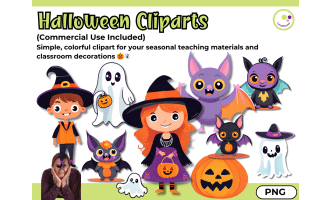 Halloween Clipart Set – Pumpkin, Ghost, Bat & More (Commercial Use)