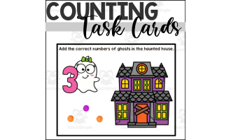 Halloween Counting to 10 Fine Motor Task Cards with Ghosts