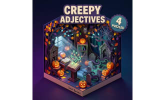 Halloween Creepy Adjectives Crosswords with Word Bank