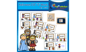 Halloween CVC "E" Words Clip Cards