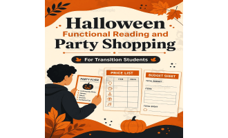 Halloween Functional Reading and Party Shopping Life Skills Special Ed