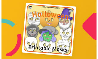 Halloween Masks - Full-Color and Coloring versions included