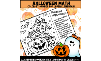 Halloween Math Color By Number for 4th-6th Grade