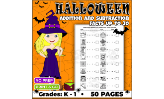 Halloween Math Worksheets – Addition & Subtraction Within 20