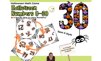 Halloween Number Matching Game – Spot It Style Cards for Numbers 0–30