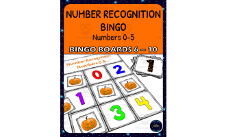 Halloween Number Recognition 0-5 Bingo - Boards 6-10